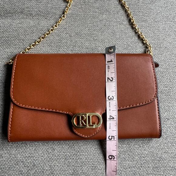 Lauren Ralph Lauren Leather Medium Adair Crossbody Lauren Tan - Picture 11 of 12